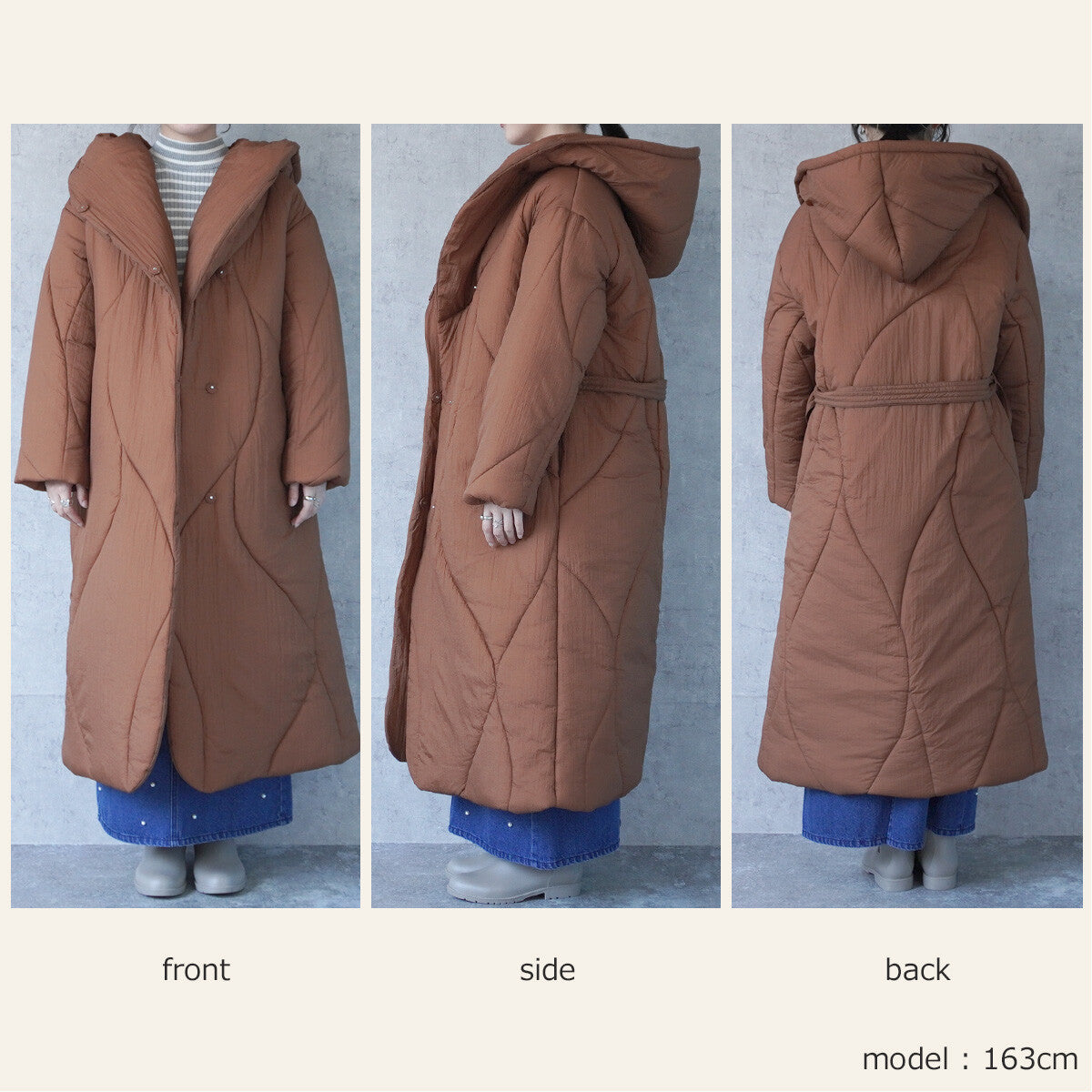 JP Japan | AMERI | Autumn and winter new styles | Wave pattern long coat