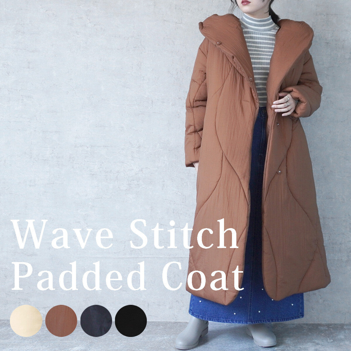 JP Japan | AMERI | Autumn and winter new styles | Wave pattern long coat