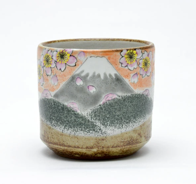 JP Japan | Kutani Ware | Mount Fuji | Sakura and Red Leaves Tea Cup