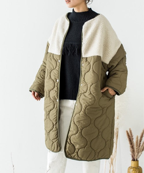 JP Japan | Autumn and winter new styles | Versatile | Quilted medium long coat