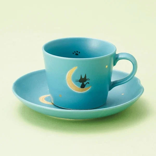 JP Japan | Mino Ware | Moon Night Cat Ceramic Cup