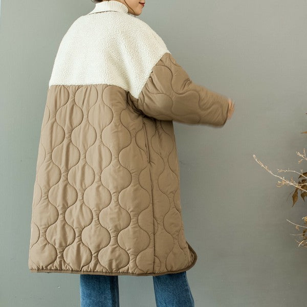 JP Japan | Autumn and winter new styles | Versatile | Quilted medium long coat