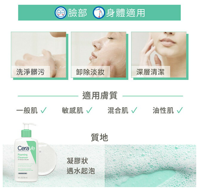 CeraVe 適樂膚 清爽泡沫潔膚露 236ML / 473ML